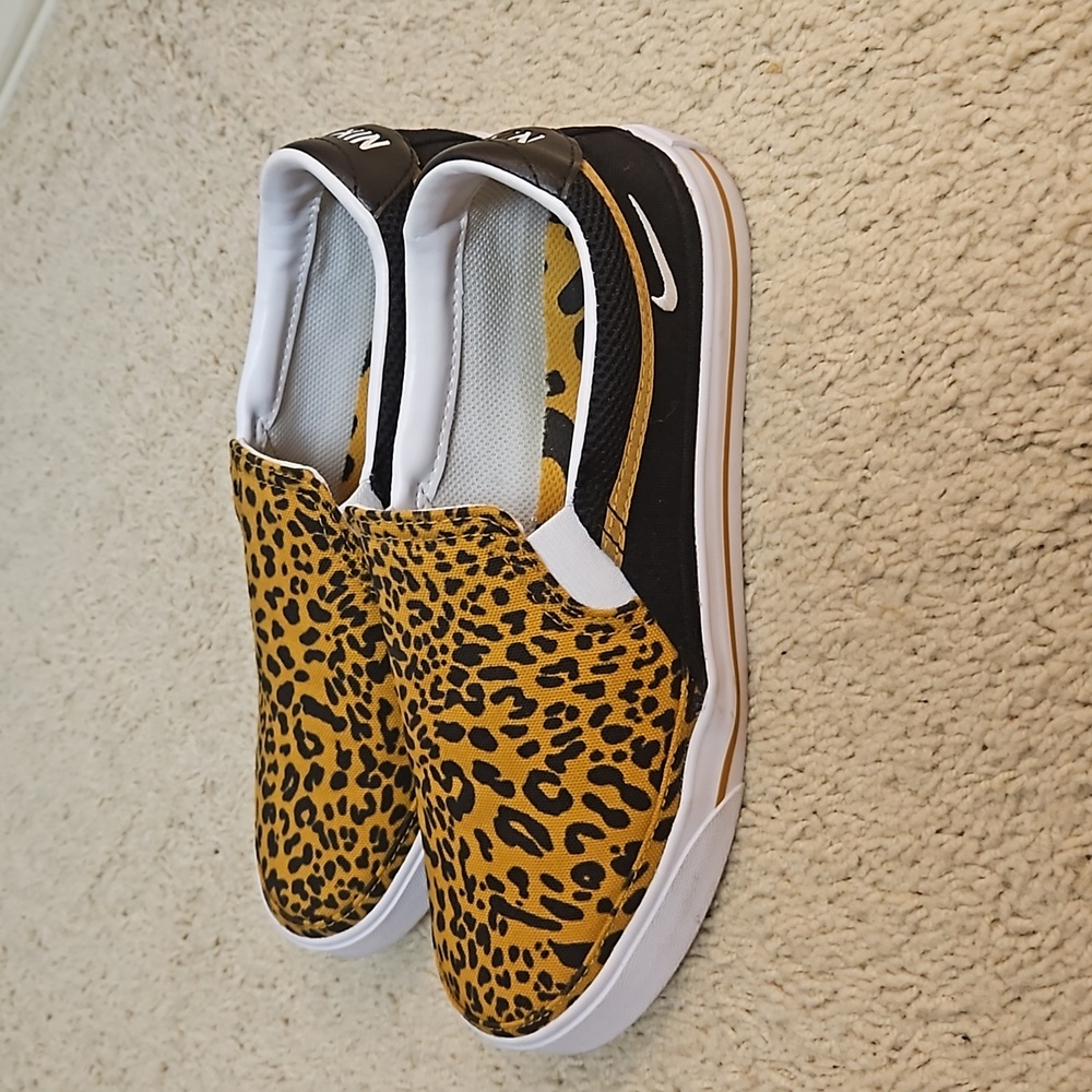 Nike leopard slip ons